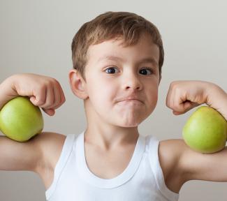 stock photo: kid with apples